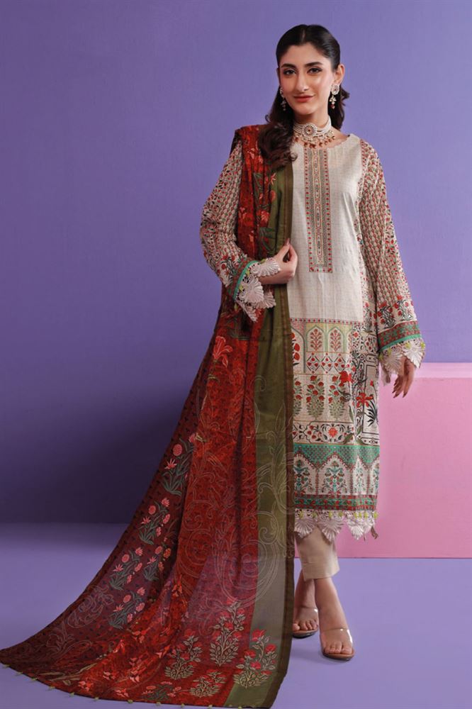 Rameen 3Pc Unstitched Collection - Elegant Floral Design - Women's Fashion