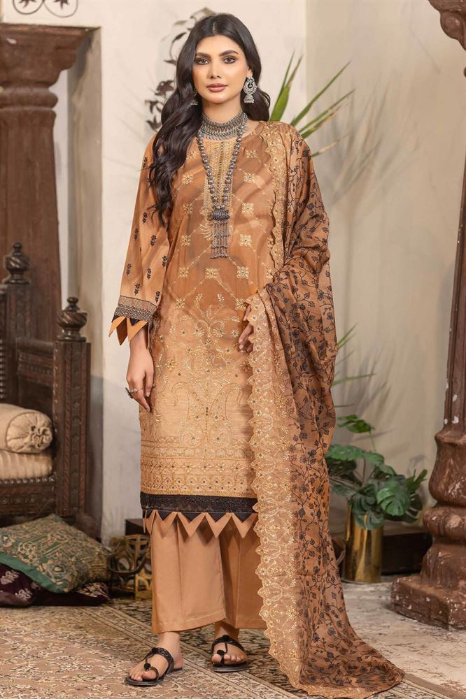 Noor e Jahan Eid Special - 3pc Unstitched Ensemble in Opulent Hues