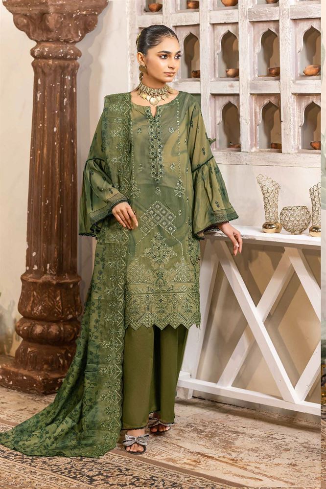 Noor e Jahan Eid Ensemble - Luxurious 3pc Unstitched Fabrics