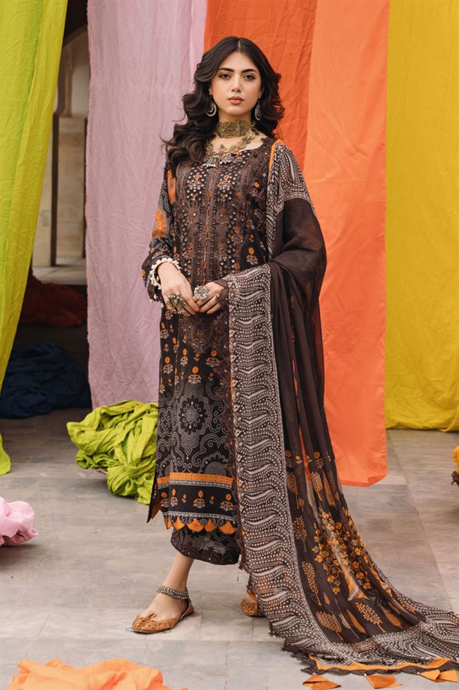 Chunri Embroidered Fabric - 3pc Unstitched Set