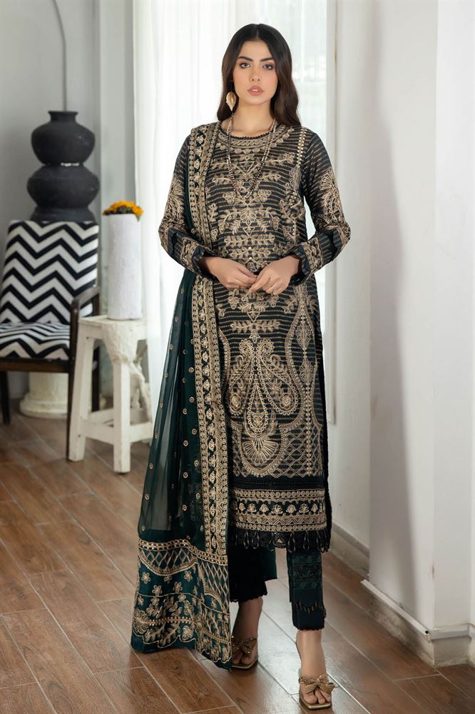 Jahan Ara Unstitched Dress Fabric - Traditional and Trendy