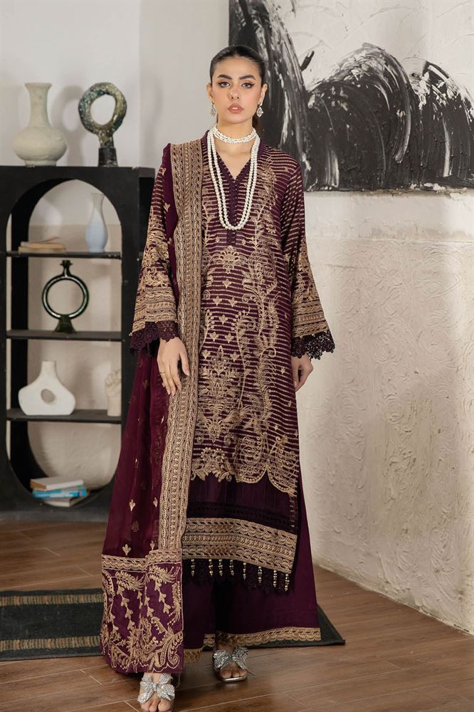 Jahan Ara Embellished Dress Material - Unstitched Grace